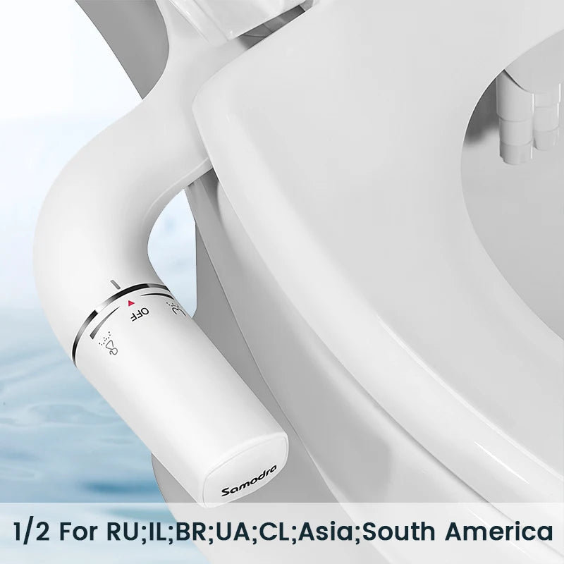 SAMODRA Bidet Attachment Ultra-Slim Toilet Seat Attachment Dual Nozzle