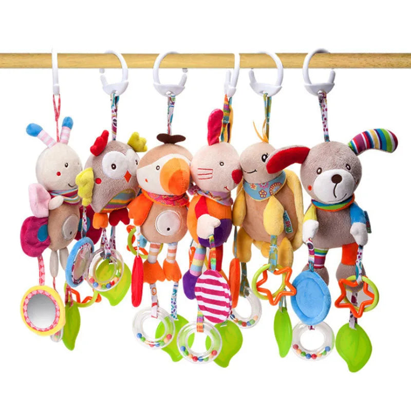 Good Quality Newborn Baby Rattles Plush Stroller Cartoon Animal