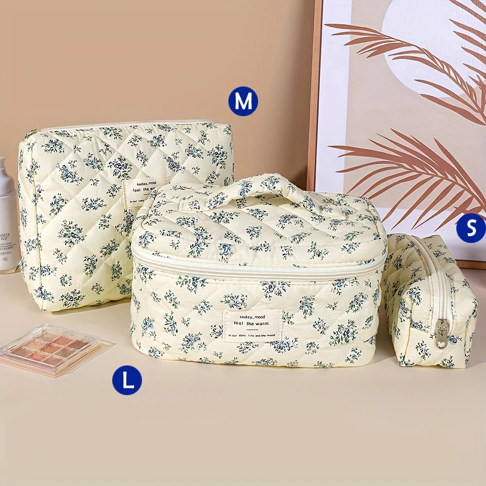 Cute Quilted Cotton Makeup Bag