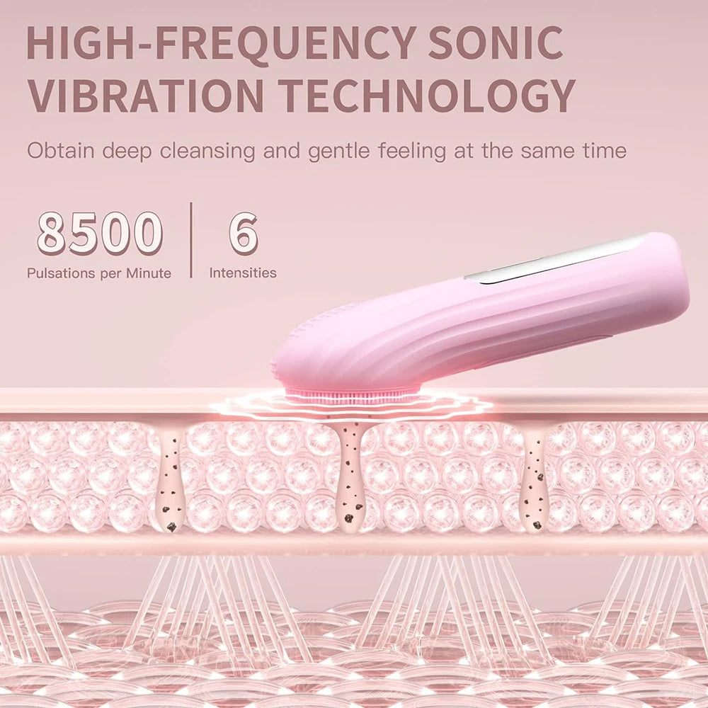 Sonic Waterproof Facial Cleansing Brush Rechargeable Scrubber & Exfoliating Vibrating