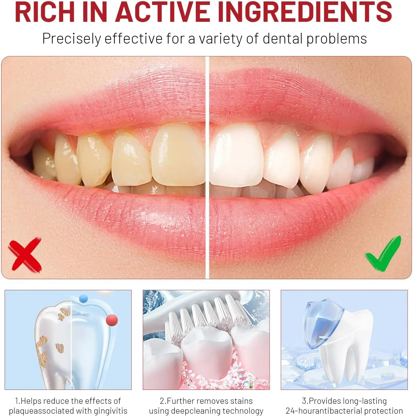 1/2/3pcs Niacinamide Toothpaste Intensive Teeth Whitening & Stain Removal