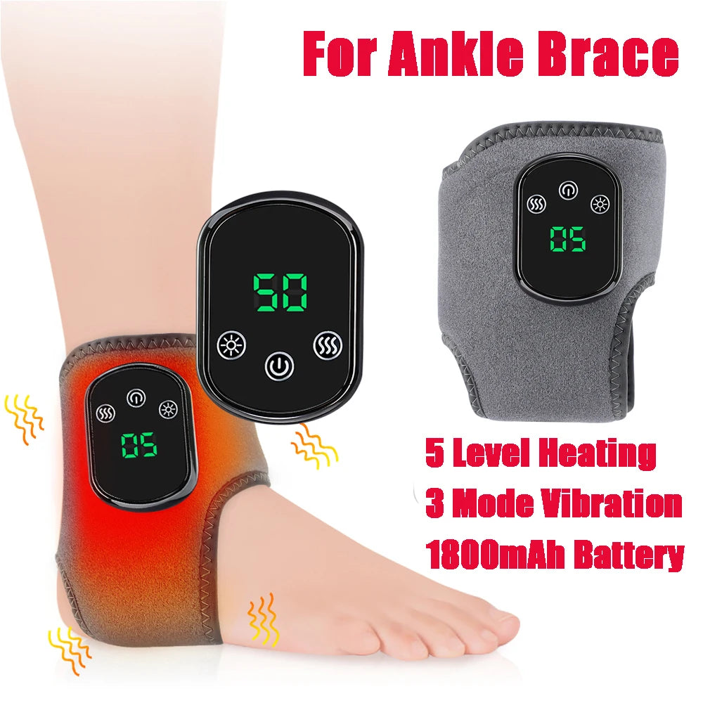 Electric Ankle Brace with Adjustable Hot Compress Vibration Massage