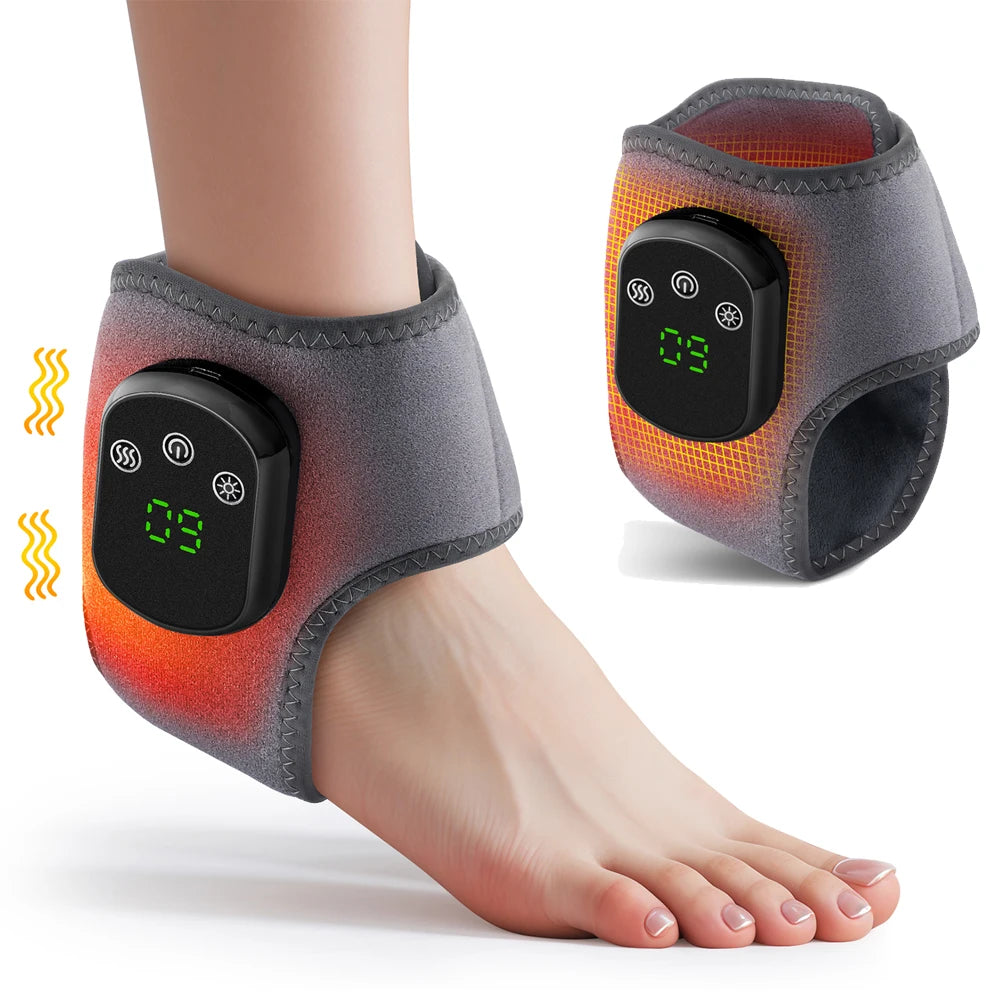 Electric Ankle Brace with Adjustable Hot Compress Vibration Massage