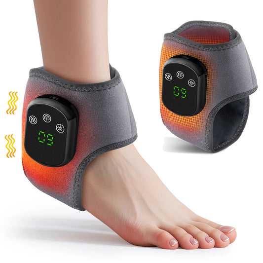 Electric Ankle Brace with Adjustable Hot Compress Vibration Massage