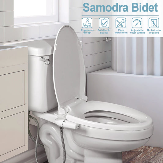 SAMODRA Bidet Attachment Ultra-Slim Toilet Seat Attachment Dual Nozzle