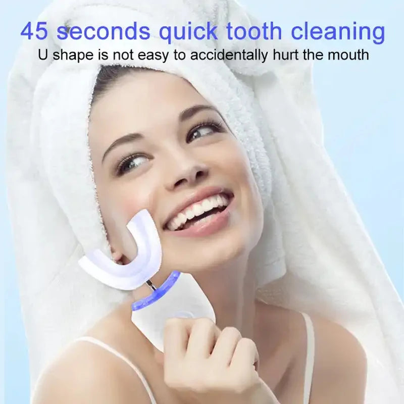 Wireless & chargeable silicone U-shaped toothbrush