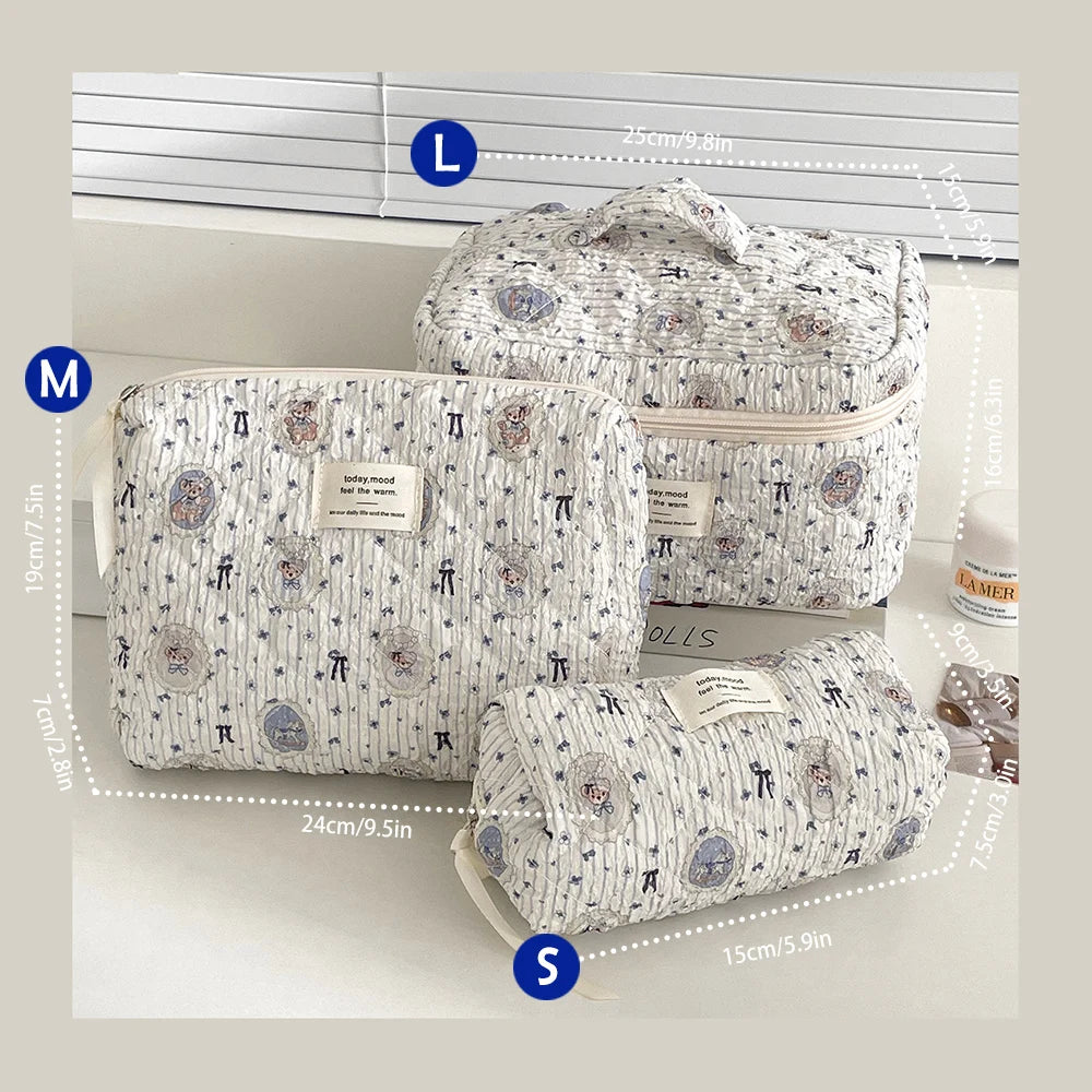 Cute Quilted Cotton Makeup Bag