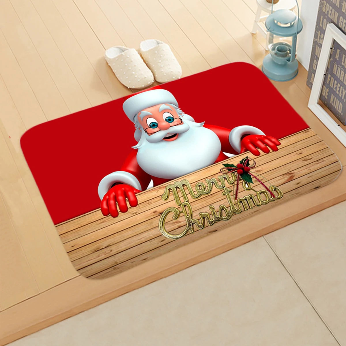 Christmas Door Mat Santa Claus Outdoor Carpet