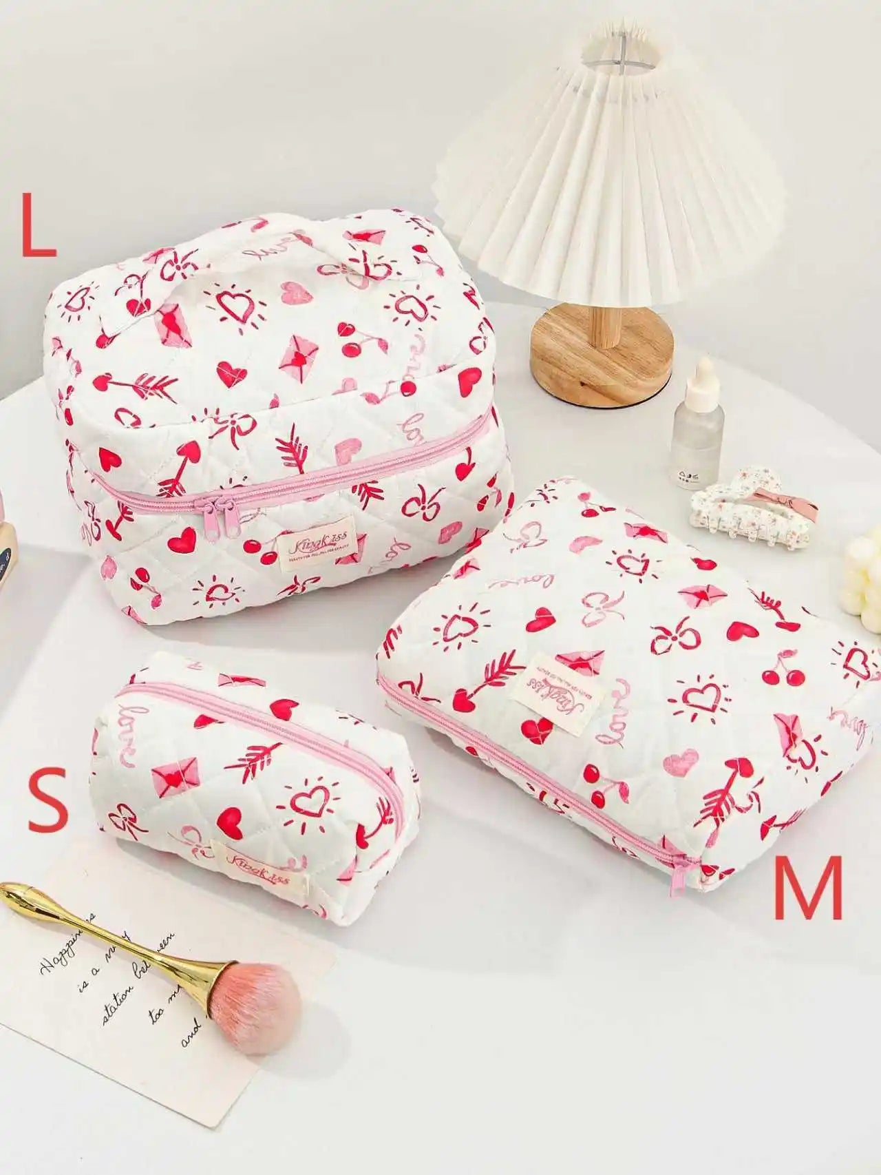 Cute Quilted Cotton Makeup Bag