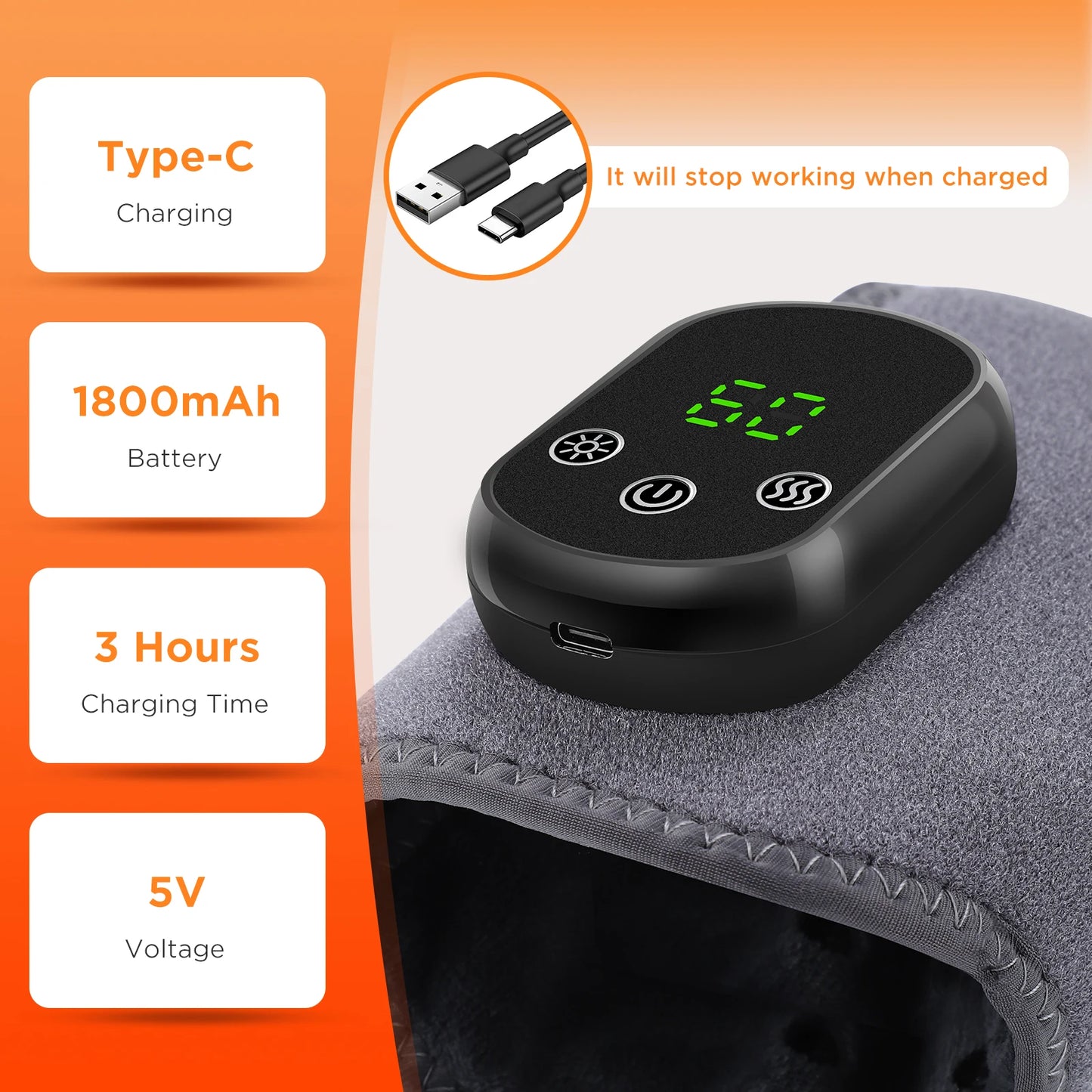 Electric Ankle Brace with Adjustable Hot Compress Vibration Massage