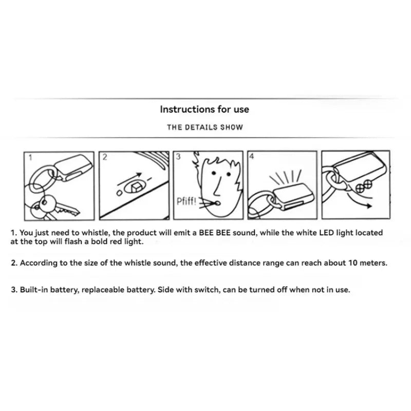 LED Flashlight with Remote Control Sound Key Chain Loss Locator