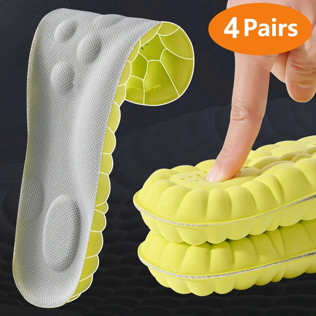 1/2/4pairs Latex Sport Insoles Soft High Elasticity Shoe Pads
