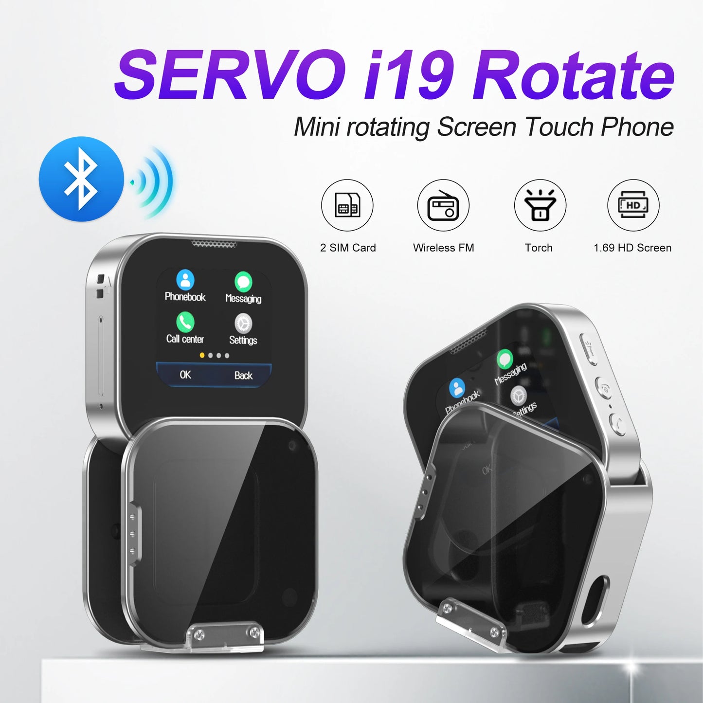 SERVO i19 Rotate Small Box Touch Mobile Phone