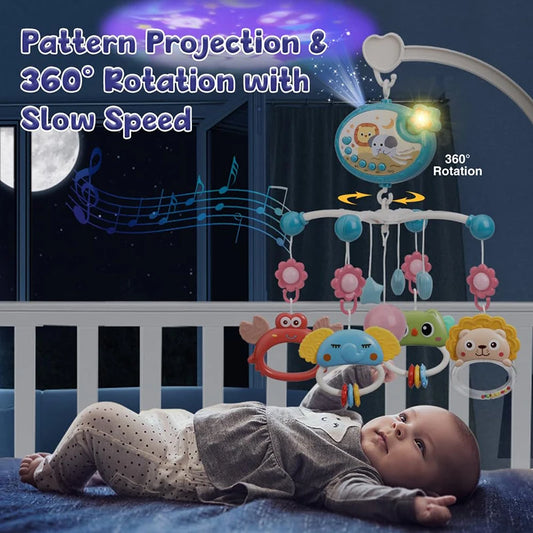 Musical Baby Crib Mobile with Lights Music Projection for Infants 0-6 Months