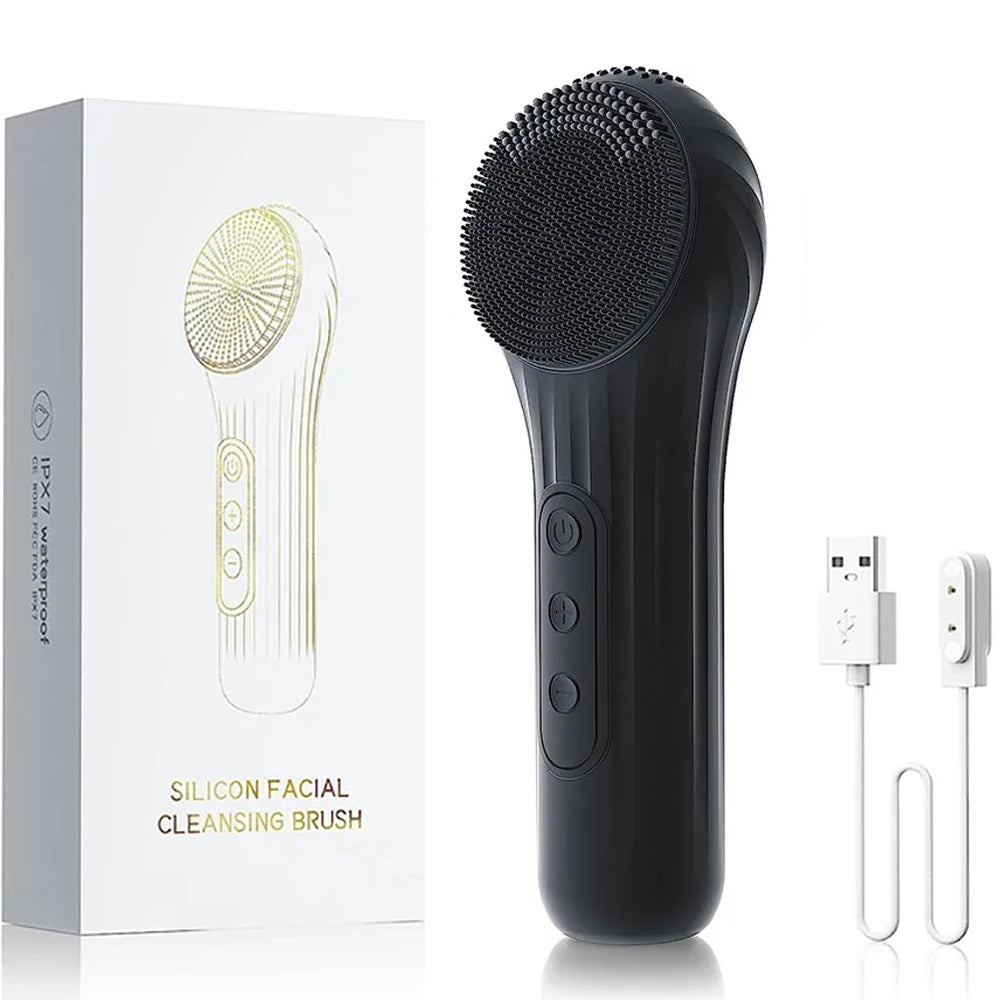 Sonic Waterproof Facial Cleansing Brush Rechargeable Scrubber & Exfoliating Vibrating