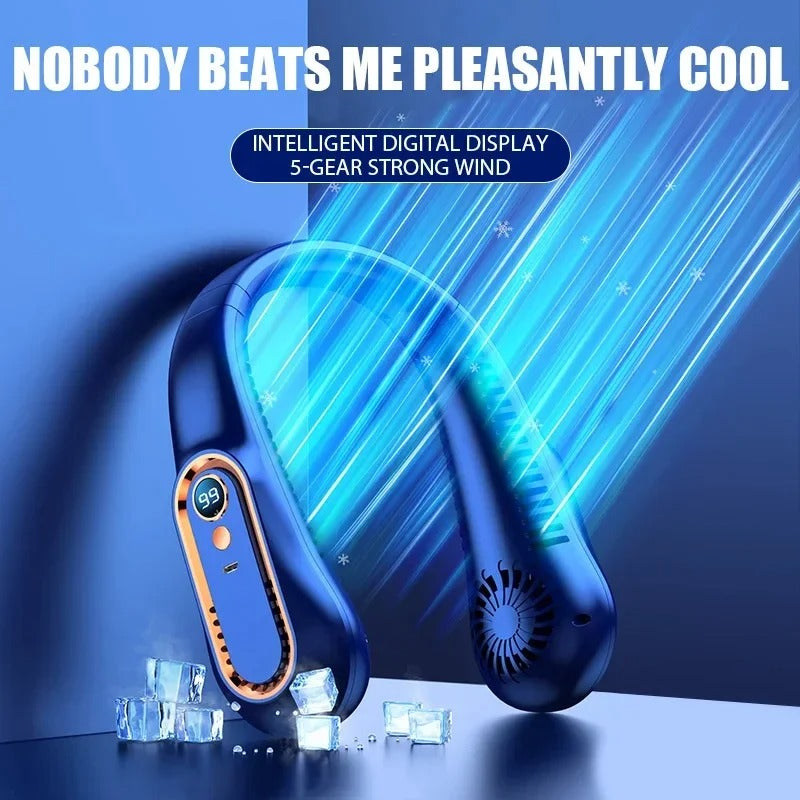 3000mAh Hanging Neck Fan Portable Bladeless Mini USB Rechargeable Mute LED Digital Display Electric Fan Summer Air Cooler New