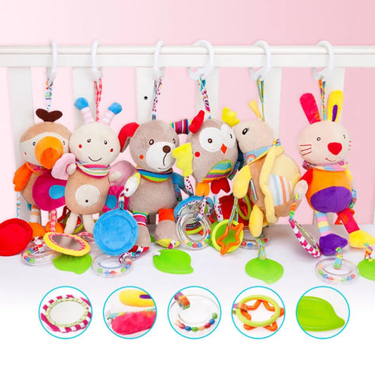 Good Quality Newborn Baby Rattles Plush Stroller Cartoon Animal