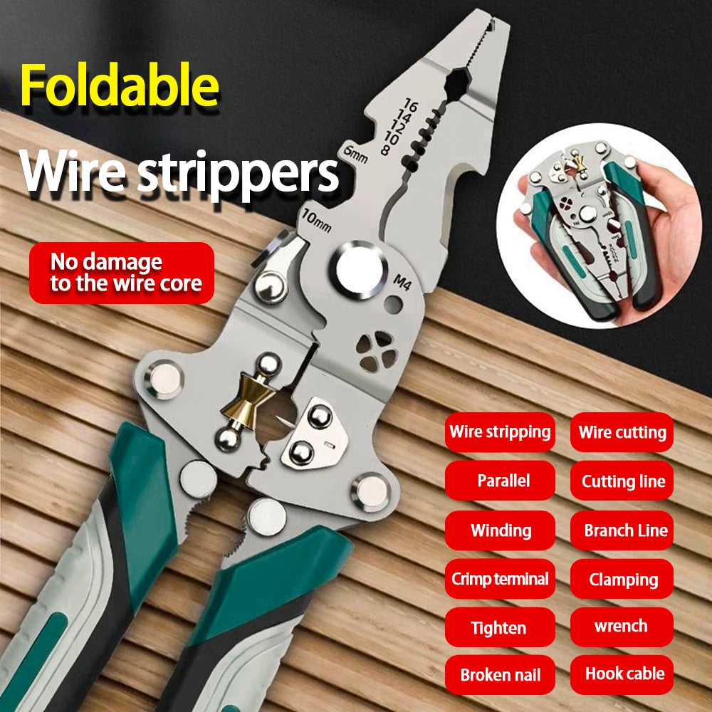 Foldable wire stripper, pulley design multi-function electrician wire splitter