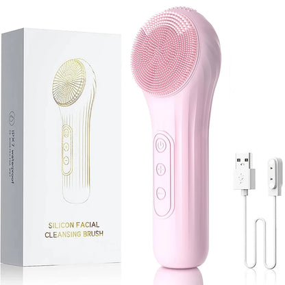 Sonic Waterproof Facial Cleansing Brush Rechargeable Scrubber & Exfoliating Vibrating