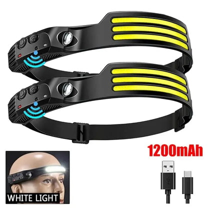 COB LED Headlamp Built-in Battery USB Rechargeable