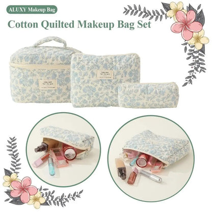 Cute Quilted Cotton Makeup Bag