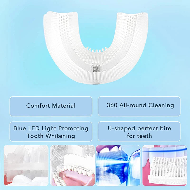 Wireless & chargeable silicone U-shaped toothbrush