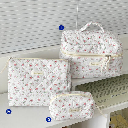 Cute Quilted Cotton Makeup Bag