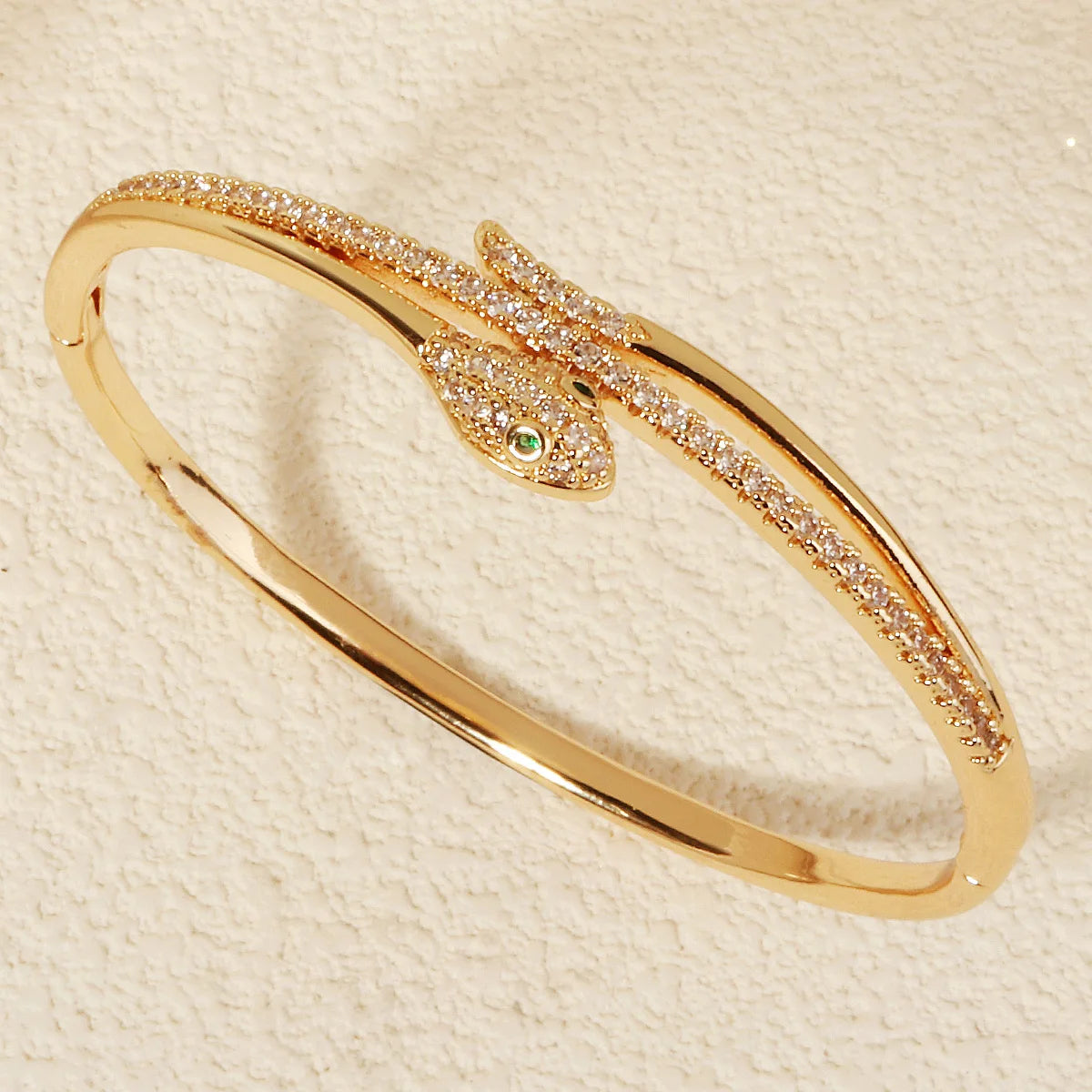 Trendy Stainless Steel Golden Snake Owl Zirconia Bracelet For Women