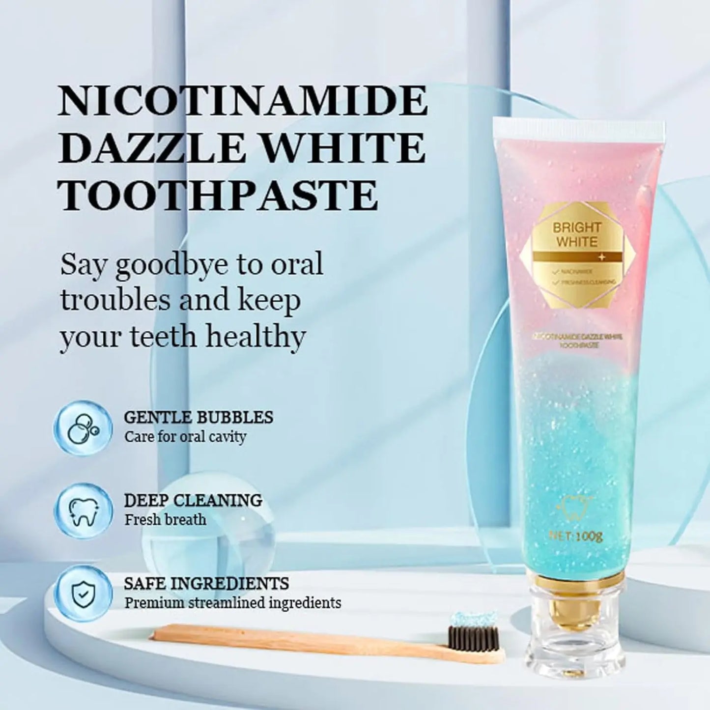 1/2/3pcs Niacinamide Toothpaste Intensive Teeth Whitening & Stain Removal