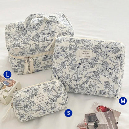 Cute Quilted Cotton Makeup Bag