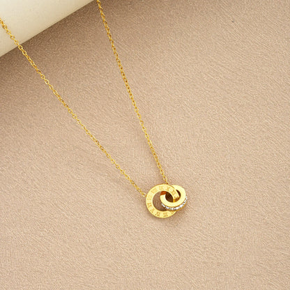 4Pcs/Set Gold Color Stainless Steel Crystal Necklace Bracelet Earrings for Women