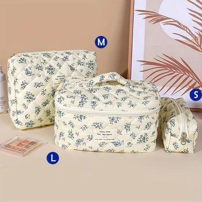 Cute Quilted Cotton Makeup Bag