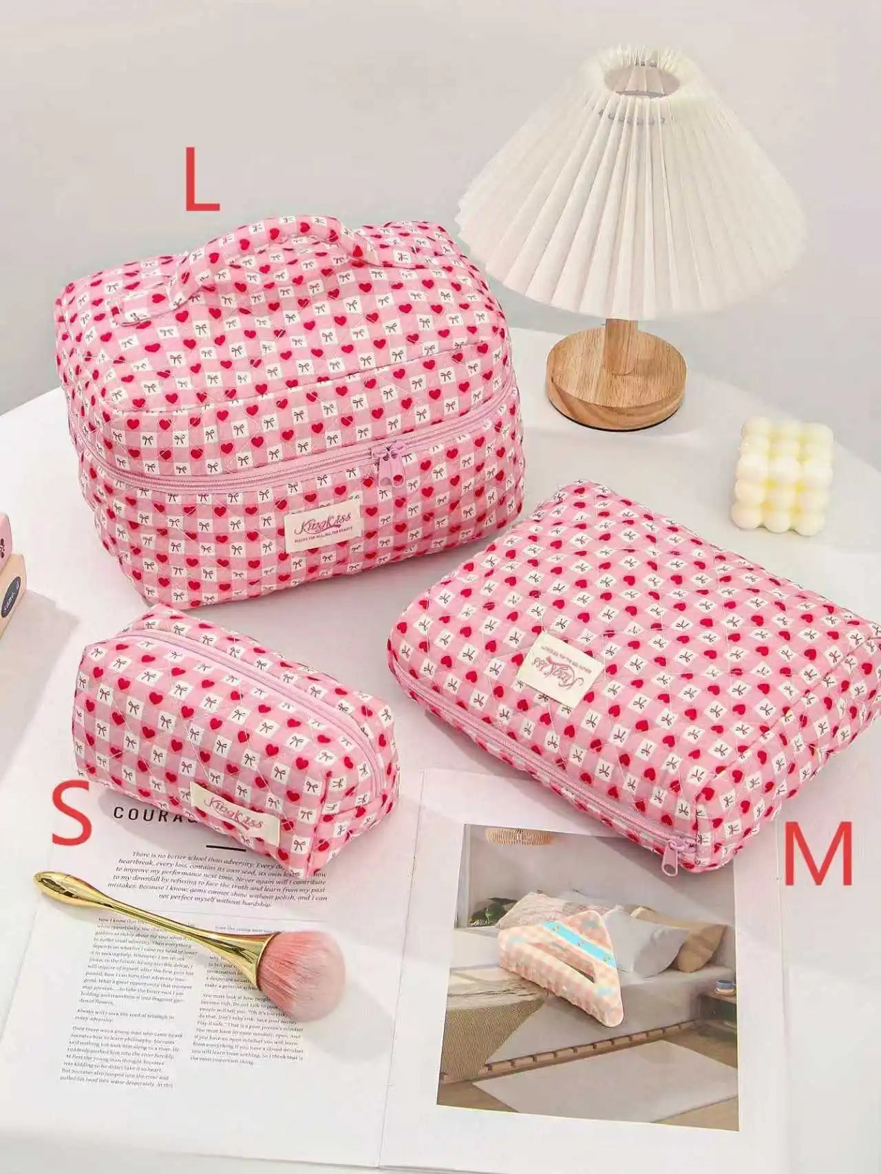 Cute Quilted Cotton Makeup Bag