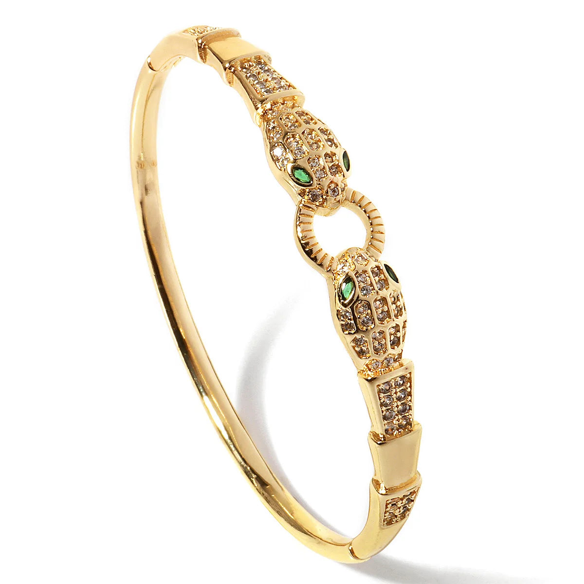 Trendy Stainless Steel Golden Snake Owl Zirconia Bracelet For Women