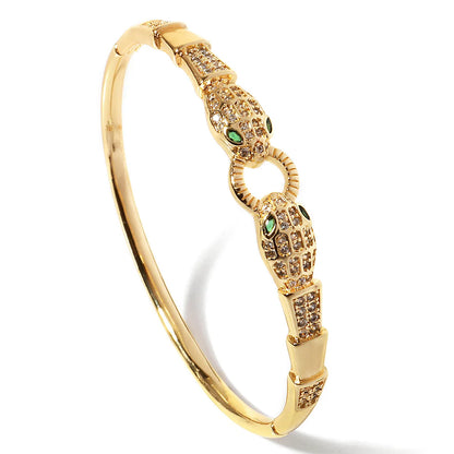 Trendy Stainless Steel Golden Snake Owl Zirconia Bracelet For Women