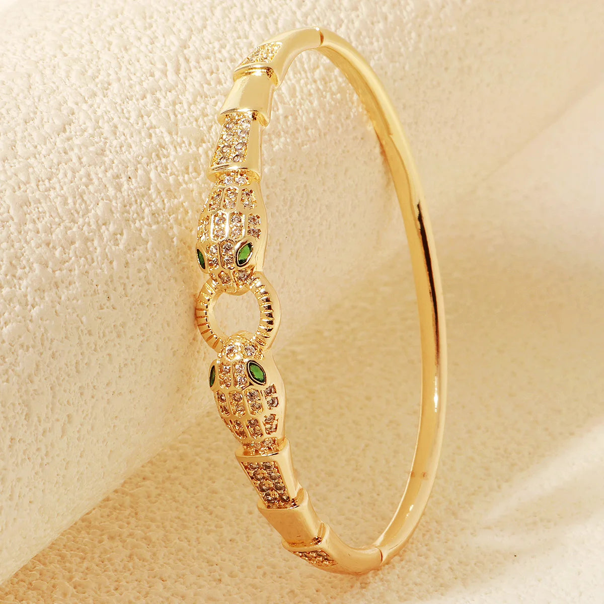 Trendy Stainless Steel Golden Snake Owl Zirconia Bracelet For Women