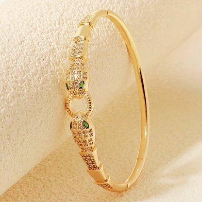 Trendy Stainless Steel Golden Snake Owl Zirconia Bracelet For Women