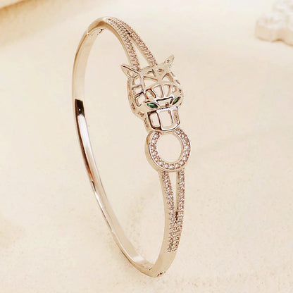 Trendy Stainless Steel Golden Snake Owl Zirconia Bracelet For Women