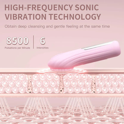 Sonic Waterproof Facial Cleansing Brush Rechargeable Scrubber & Exfoliating Vibrating