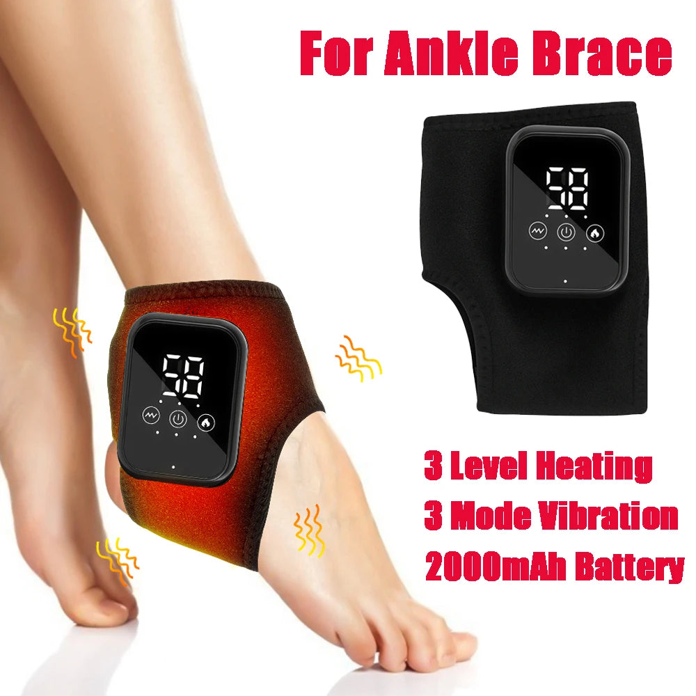 Electric Ankle Brace with Adjustable Hot Compress Vibration Massage