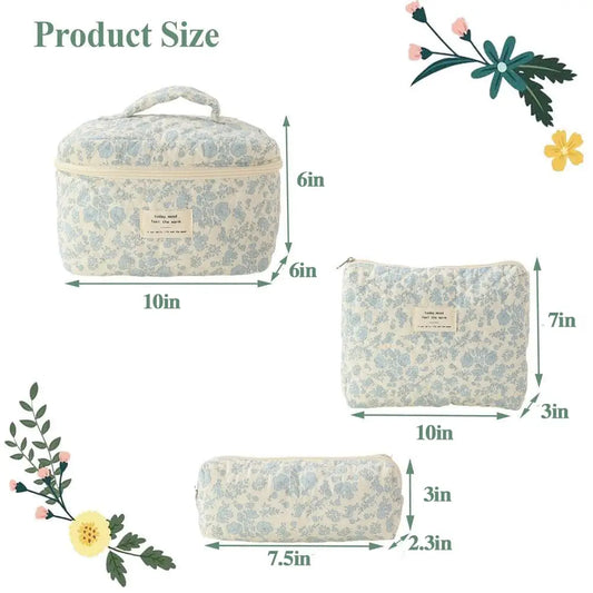 Cute Quilted Cotton Makeup Bag