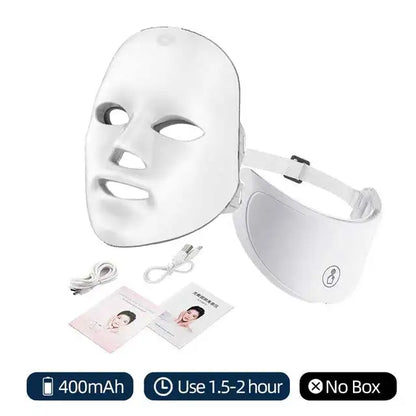 🌟 7 Colors LED Facial & Neck Light Therapy Mask