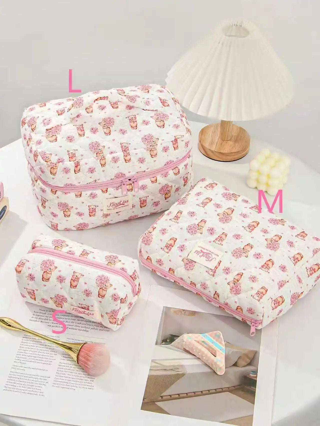 Cute Quilted Cotton Makeup Bag
