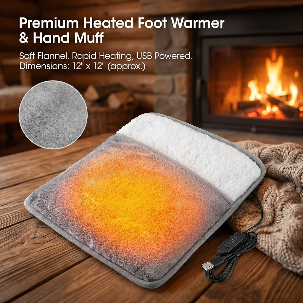 👉 USB Heated Foot Warmer Plush Heating Pad