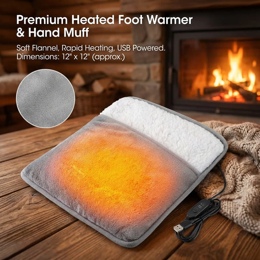 👉 USB Heated Foot Warmer Plush Heating Pad
