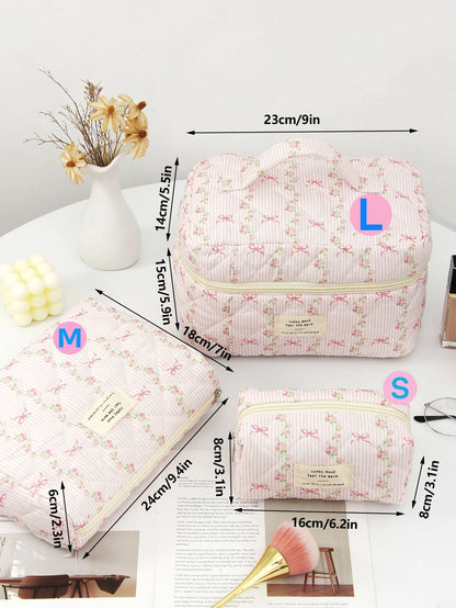 Cute Quilted Cotton Makeup Bag