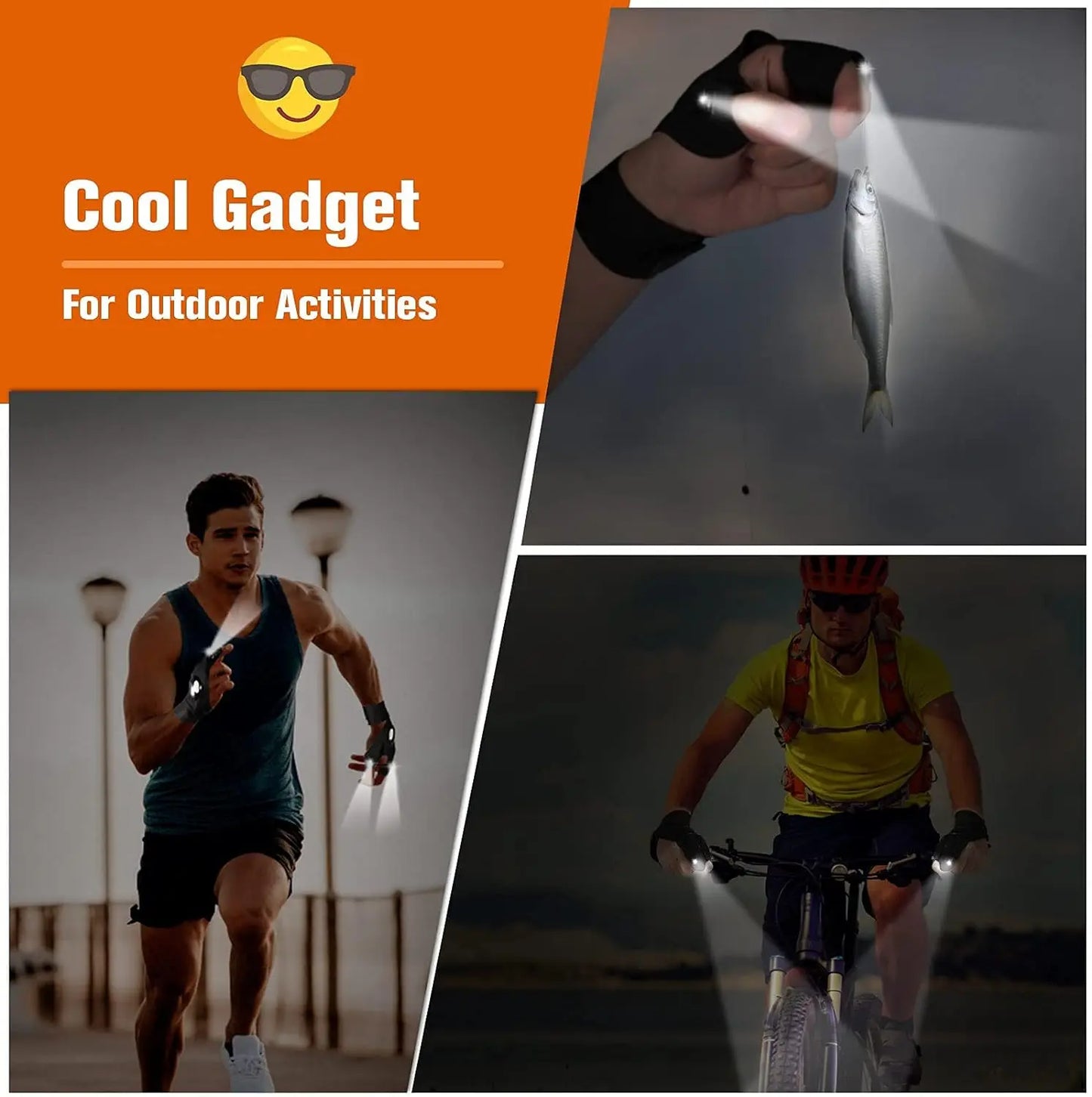 Night LED Half Finger Glove for Men & Women Outdoor & Waterproof