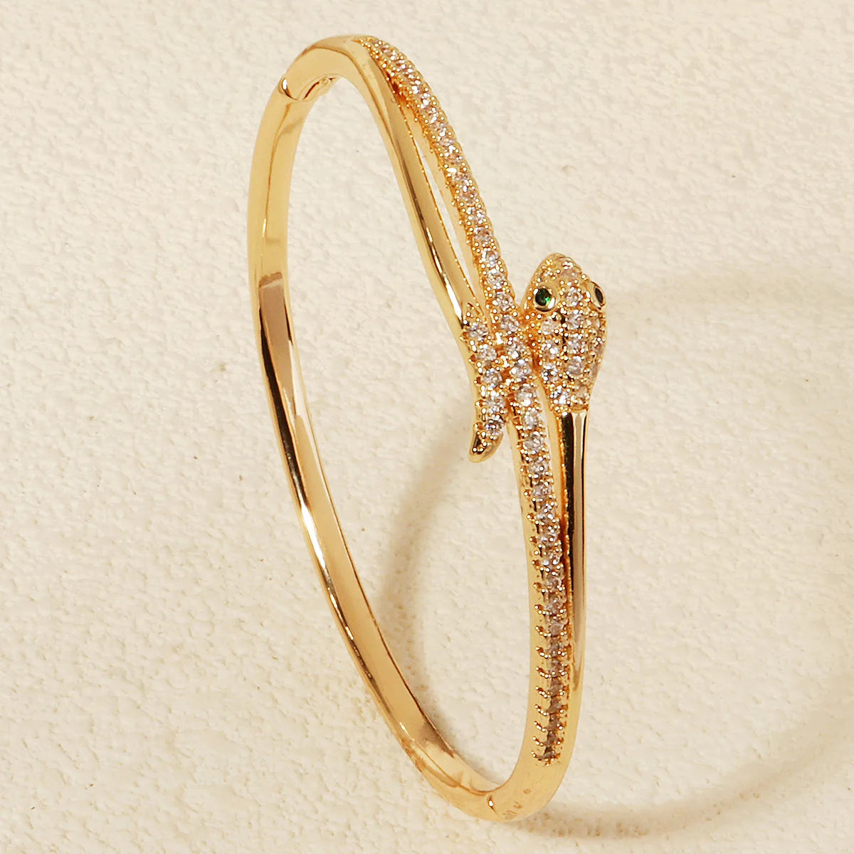 Trendy Stainless Steel Golden Snake Owl Zirconia Bracelet For Women