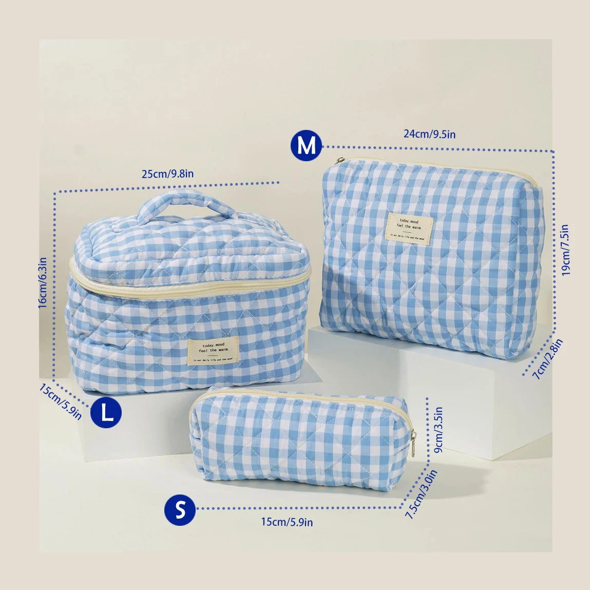 Cute Quilted Cotton Makeup Bag