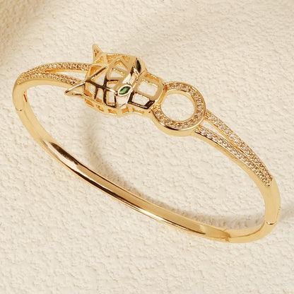 Trendy Stainless Steel Golden Snake Owl Zirconia Bracelet For Women